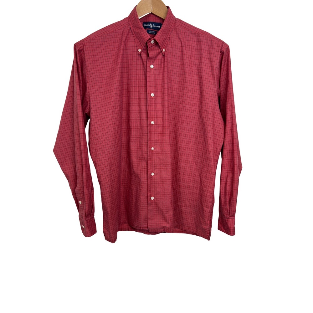 Ralph Lauren Button Down Men Large Red Check Gregor Long Sleeve Cotton Shirt A26